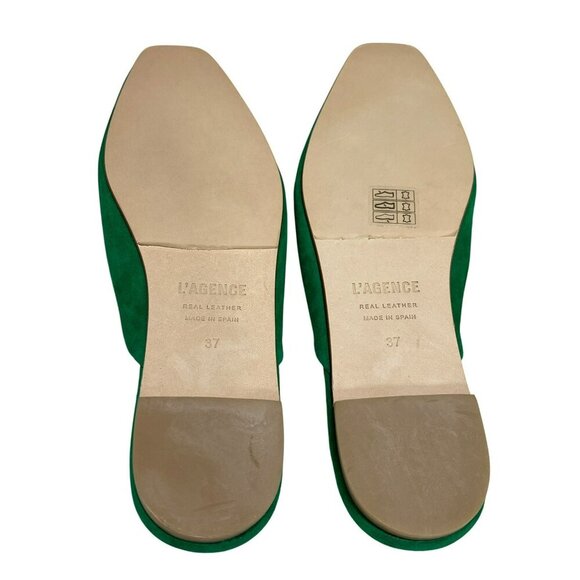 L'Agence Green Suede Leather Square-Toe Mule Flats Size 37 7 NEW - Picture 5 of 6